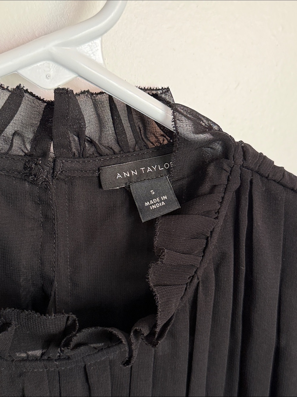 Ann Taylor Black Pleated Semi-Sheer Peplum Top | WORN TWICE - Picture 2 of 3